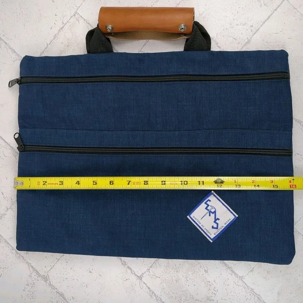 VTG EMS Eastern Mountain Sports Blue Canvas Briefcase Bag 1960s 1970s Logo